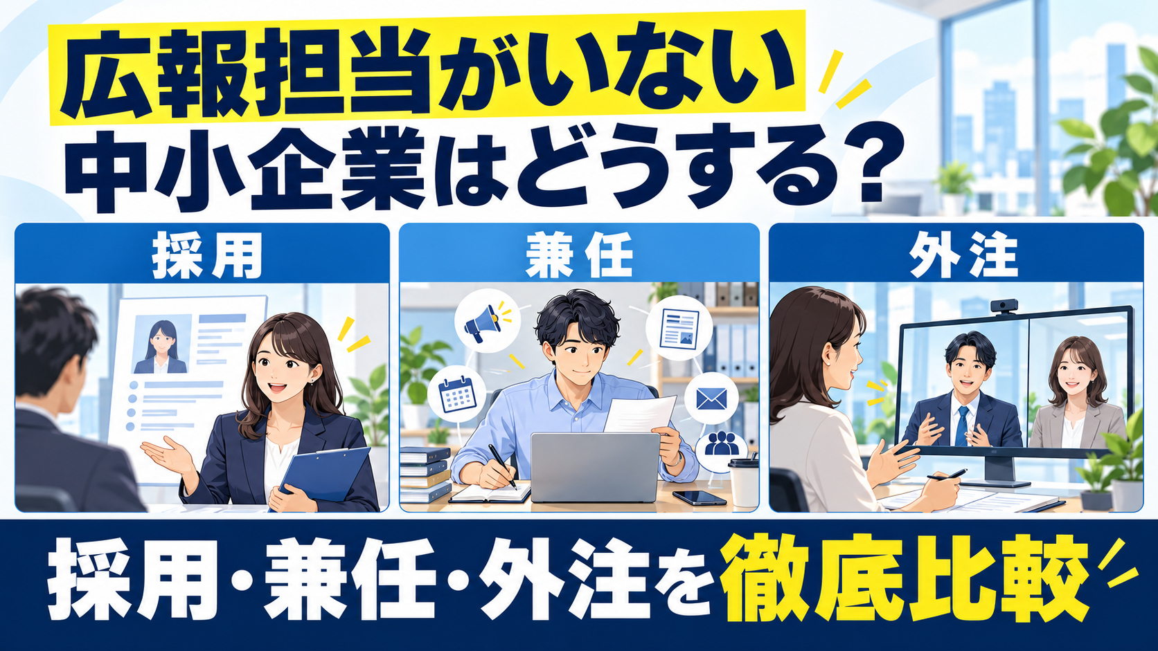広報担当がいない中小企業はどうする？採用・兼任・外注を徹底比較